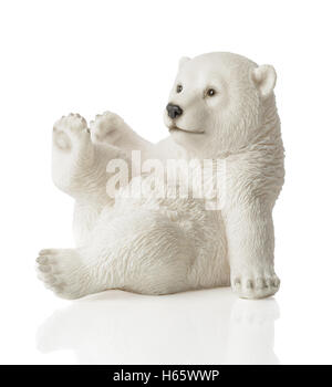 L'ours polaire figure pour Noël isolé sur fond blanc Banque D'Images