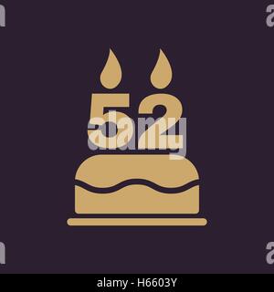 Le gâteau d'anniversaire avec des bougies en forme de numéro 52. Symbole d'anniversaire. Télévision Illustration de Vecteur