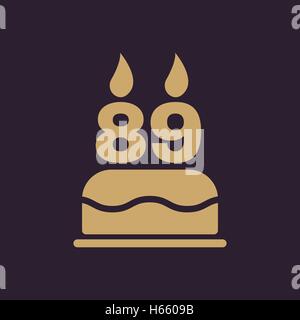 Le gâteau d'anniversaire avec des bougies en forme de numéro 89. Symbole d'anniversaire. Télévision Illustration de Vecteur