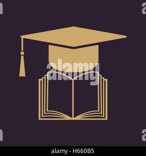La graduation cap et l'icône en forme de livre. L'école et à l'université, l'apprentissage, l'éducation symbole. Télévision Illustration de Vecteur
