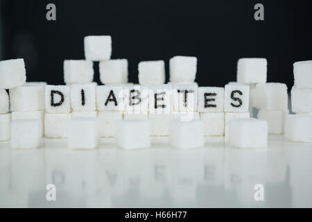 Le sucre en cubes énonçant le diabète Banque D'Images
