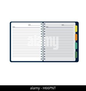 Vector ouvrir portable avec du papier blanc et signets colorés Illustration de Vecteur