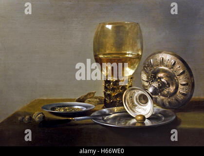 La vie toujours avec les Romains et silver shell 1635 Pieter Claesz.1597-1660 Haarlem Pays-Bas néerlandais ( Âge d'Or ) Banque D'Images