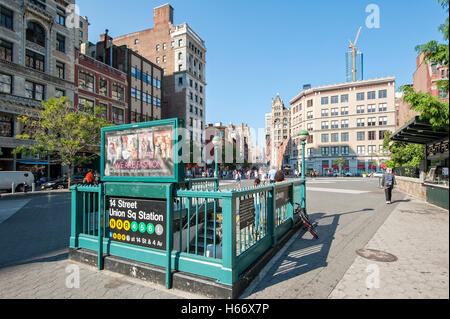 La station de métro Union Square Park, 14th Street, Métro, Manhattan, New York City Banque D'Images