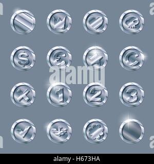 Jeu de pièces d'argent Illustration de Vecteur