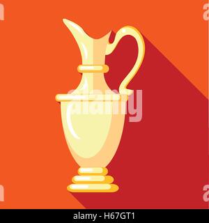 Golden Trophy cup, l'icône de style plat Illustration de Vecteur