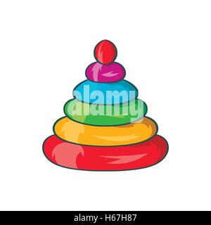 Pyramide de jouets, l'icône de style cartoon Illustration de Vecteur