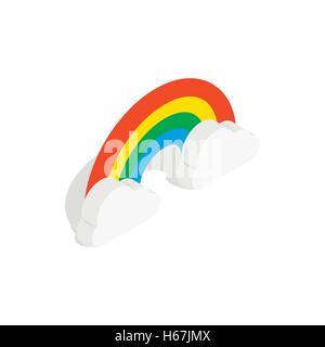 Les nuages et arc-en-ciel, l'icône de style 3D isométrique Illustration de Vecteur