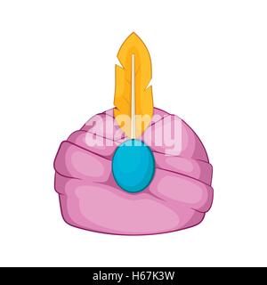 Couvre-chef indien turban avec l'icône de plumes Illustration de Vecteur