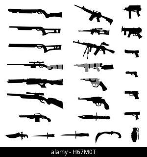 Silhouette d'armes set Illustration de Vecteur