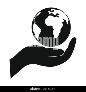 Globe dans la main l'icône simple Illustration de Vecteur