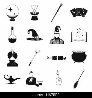 Simple magie icons set Illustration de Vecteur