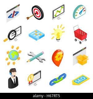 3D isométrique Seo icons set Illustration de Vecteur