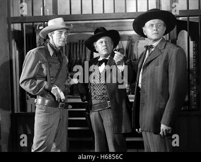 RANDOLPH SCOTT, Edgar Buchanan, FORREST TUCKER, le coroner CREEK, 1948 Banque D'Images