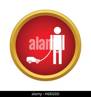 Les enfants qui jouent avec l'icône de la machine, le style simple Illustration de Vecteur