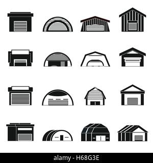 Hangar icons set, simple ctyle Illustration de Vecteur