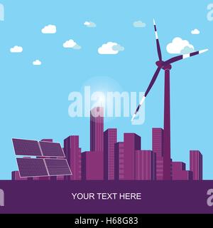 L'énergie renouvelable sur la planète terre - l'arrière-plan. Illustration de Vecteur