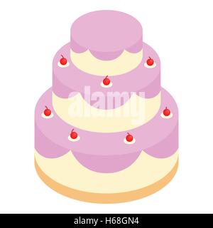 Gâteau de mariage 3D isométrique icon Illustration de Vecteur