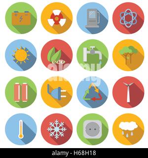 Télévision écologie icons set Illustration de Vecteur