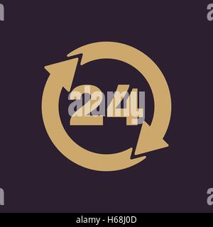 L'icône de 24 heures. Vingt-quatre heures ouvert symbole. Télévision Illustration de Vecteur