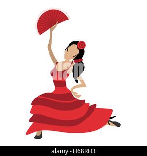 L'icône cartoon girl danseuse de flamenco Illustration de Vecteur