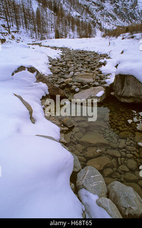 Rivière Valnontey à Valnontey, Parc National du Grand Paradis, Val d'aoste, Italie Banque D'Images