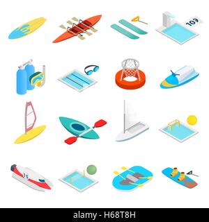 Le sport de l'eau 3D isométrique icons Illustration de Vecteur