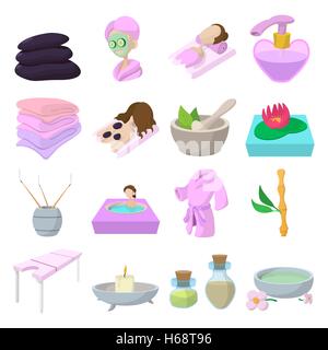 Cartoon Spa icons set Illustration de Vecteur