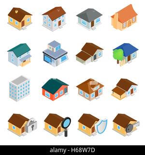 3D isométrique maisons icons set Illustration de Vecteur