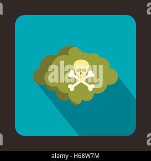 Cloud avec crâne et os, icône de style plat Illustration de Vecteur