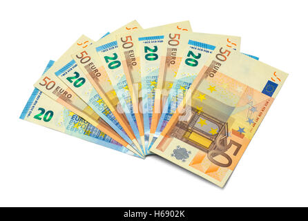 Propagation d'euros isolé sur fond blanc. Banque D'Images