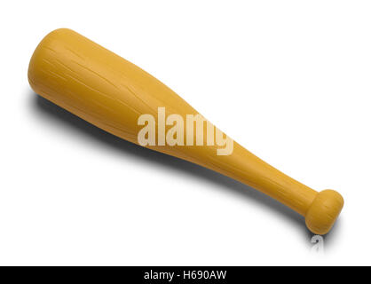Petite batte de baseball en plastique isolé sur fond blanc. Banque D'Images