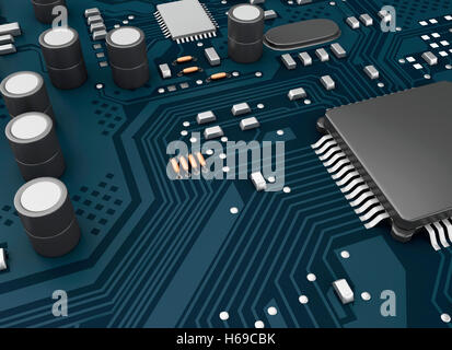 Moteur de rendu 3d image. Ordinateur central Proccesor CPU. Technologie concept. Banque D'Images