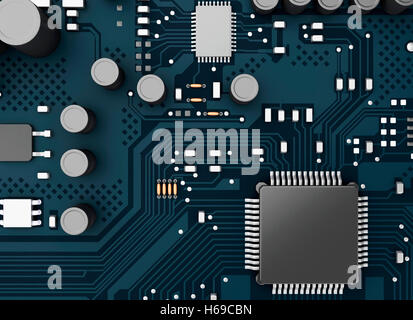 Moteur de rendu 3d image. Ordinateur central Proccesor CPU. Technologie concept. Banque D'Images