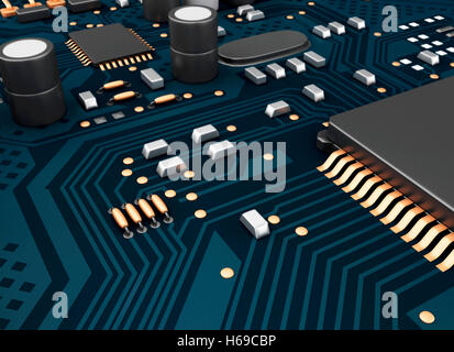 Moteur de rendu 3d image. Ordinateur central Proccesor CPU. Technologie concept. Banque D'Images