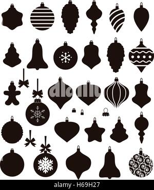 Vector noir et blanc collection de boule de noël de formes Illustration de Vecteur