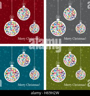 Vector set de boules de Noël avec des fonds abstraits Illustration de Vecteur