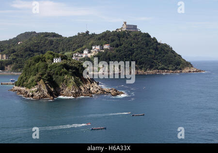 L'île de Santa Clara La baie de La Concha Donostia San Sebastian Pays Basque Espagne Banque D'Images