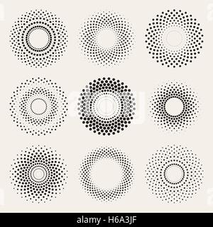 Demi-teinte dégradé radial vecteur Sunburst forme du cercle des éléments de conception pointillé Illustration de Vecteur