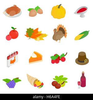 Thanksgiving Day journée 3D isométrique icons Illustration de Vecteur