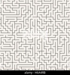 Seamless Vector de fines lignes en noir et blanc motif labyrinthe irrégulières Illustration de Vecteur