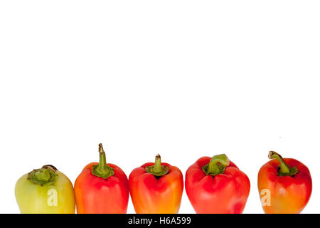 Poivrons rouge et jaune isolé sur fond blanc Banque D'Images