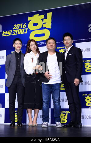 Séoul, Corée. 26Th Oct, 2016. Nas hye Park, Cho Jung Seok et D.O. Doh Kyungsoo assister à la conférence de la production du Frère à Séoul, en Corée, le 26 octobre 2016.(La Chine et la Corée, de l'homme) © TopPhoto/Alamy Live News Banque D'Images