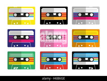 Série de télévision en couleurs mix tape vectorielles / cassette audio illustrations Illustration de Vecteur