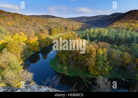 Parc national Thayatal Hardegg : vallée de la rivière Thaya, virage en Umlaufberg, Waldviertel, Niederösterreich, Basse Autriche, Autriche Banque D'Images