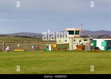 La tour de contrôle de l'aéroport de Stornoway, Isle Of Lewis, Western Isles Hébrides extérieures en Écosse United Kingdom Banque D'Images