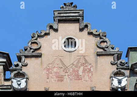 Thème nautique, bâtiment historique, Ulica Dluga (rue Dluga), Gdansk, Pologne Banque D'Images