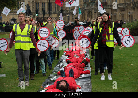 Des militants d'avion et d'autres stupides,manifester contre la décision du gouvernement de construire une troisième piste à Heathrow airport Banque D'Images