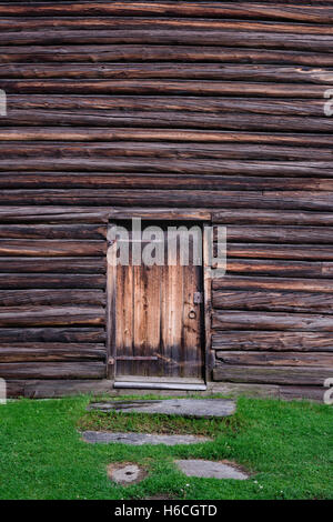 Le mur en bois et la porte. Bois de chêne ou d'arrière-plan. Banque D'Images