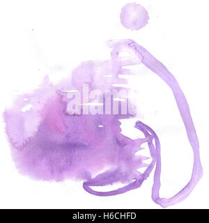 Aquarelle Aquarelle splash violet. abstract drop blot isolées pour votre design art Banque D'Images